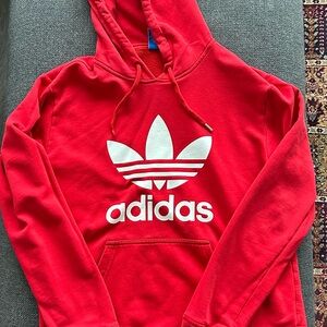 Adidas Originals Red Hoodie with White Trefoil